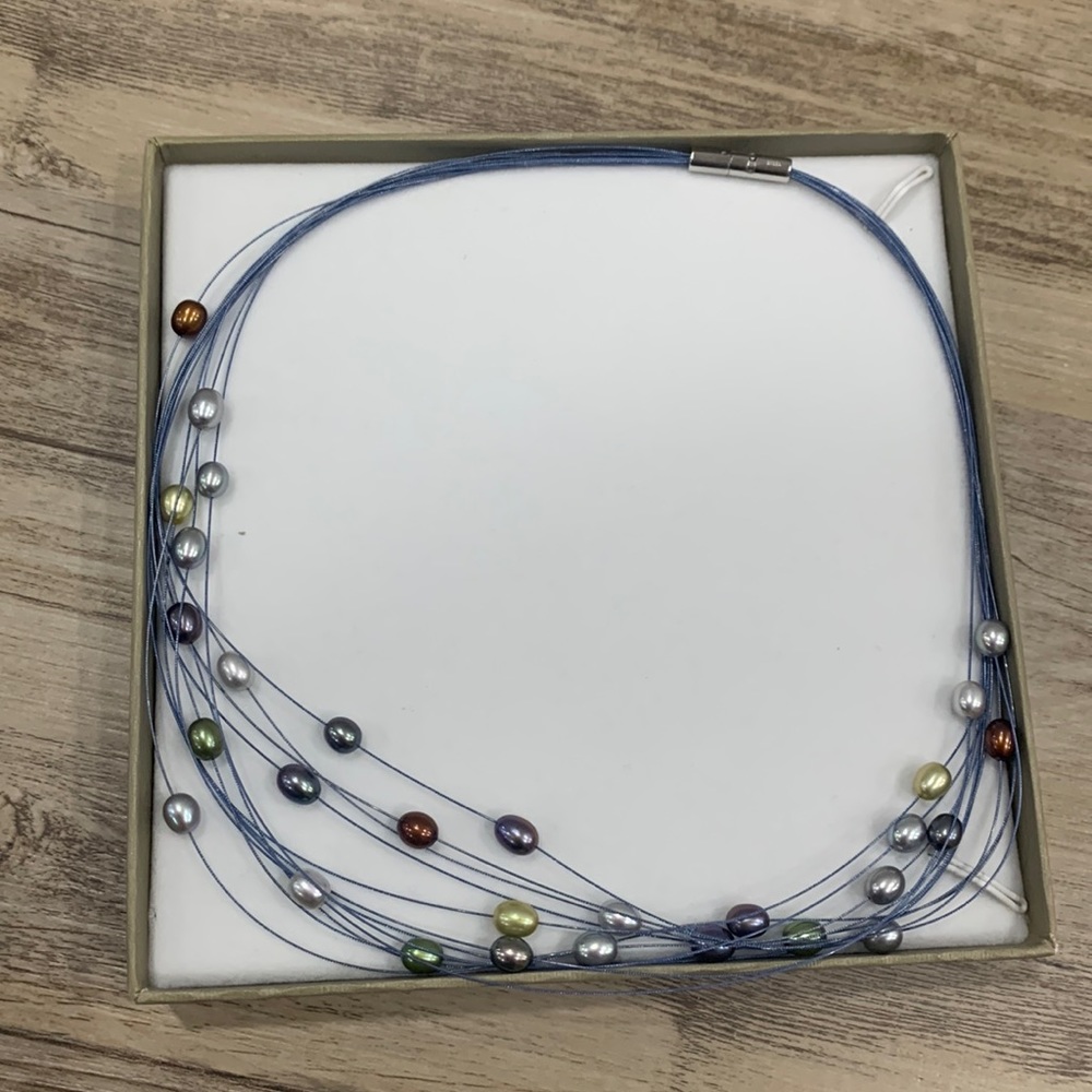 Honora Multi Color Strand Pearl Necklace Choker w Stainless Steel Clasp NWT - Picture 3 of 4